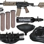 Tippmann TMC w/ Air-Thru Adjustable Stock Legendary Paintball Gun Package Kit - Black/Tan