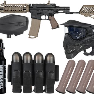 Tippmann TMC w/ Air-Thru Adjustable Stock Rivalry Paintball Gun Package Kit - Black/Tan