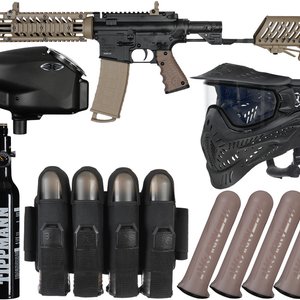 Tippmann TMC w/ Air-Thru Adjustable Stock Vendetta Paintball Gun Package Kit - Black/Tan